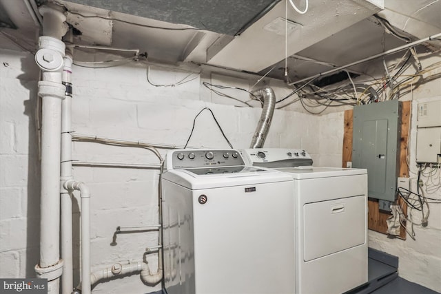 829 S Ivy St, Arlington, VA 22204 - clothes washing area with electric panel, independent washer and dryer, and laundry area