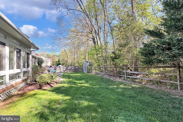 view of yard with a fenced backyard
