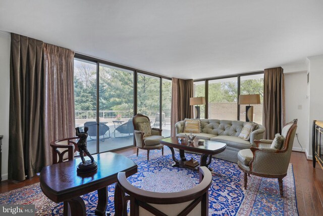 4200 Massachusetts Ave NW Unit 106, Washington, DC 20016 - living room with dark wood-style floors, expansive windows, and healthy amount of natural light
