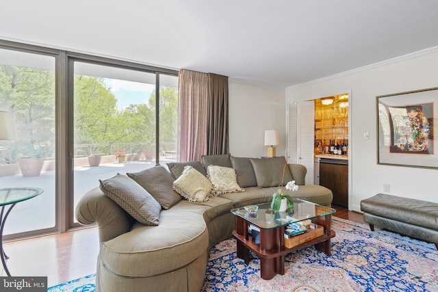 4200 Massachusetts Ave NW Unit 106, Washington, DC 20016 - living room with wood finished floors, healthy amount of natural light, and crown molding
