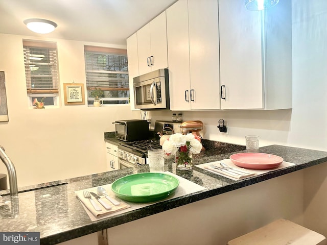 kitchen with white cabinets and stainless steel appliances
