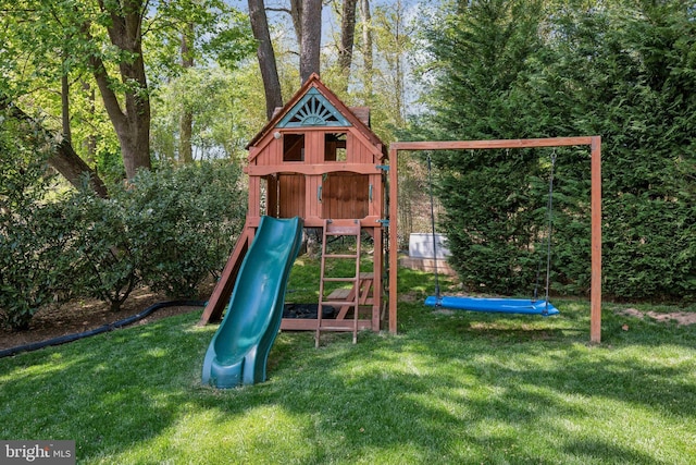 view of playground with a yard