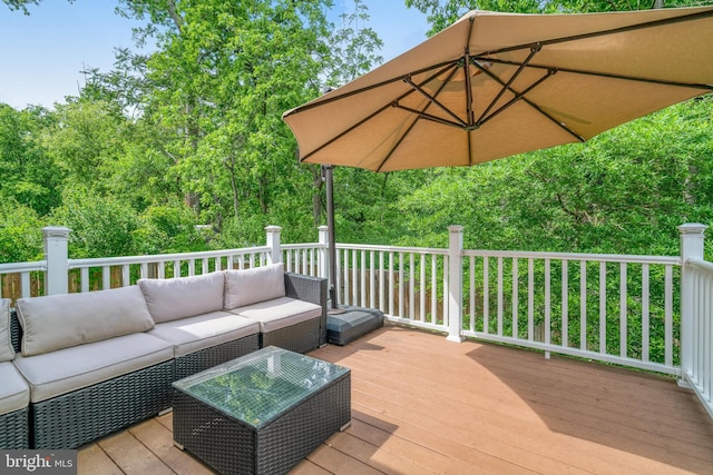 deck featuring an outdoor living space
