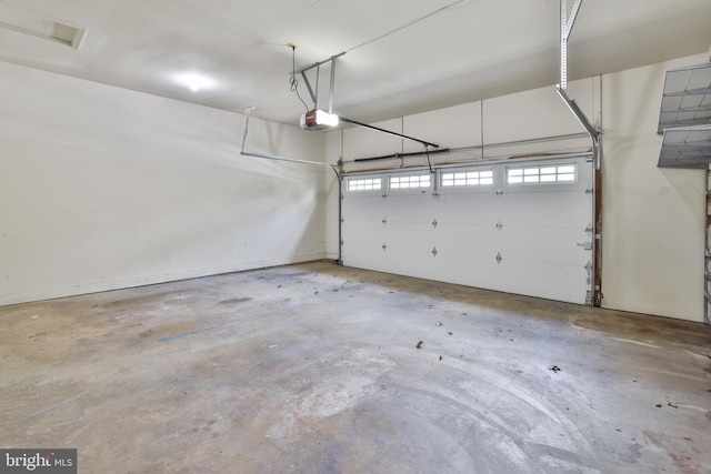 garage with a garage door opener