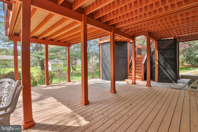 wooden terrace with stairs