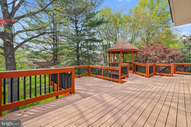 deck featuring a gazebo