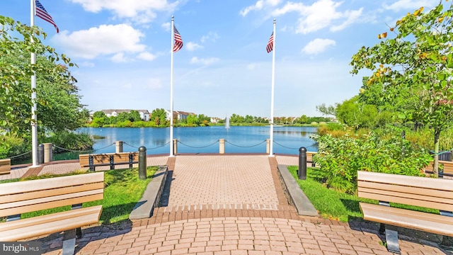 view of property's community featuring a water view