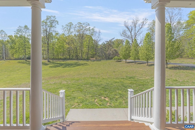 view of yard with a porch