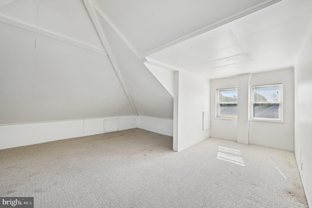bonus room with carpet floors and lofted ceiling