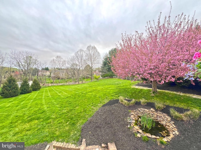 view of yard featuring fence