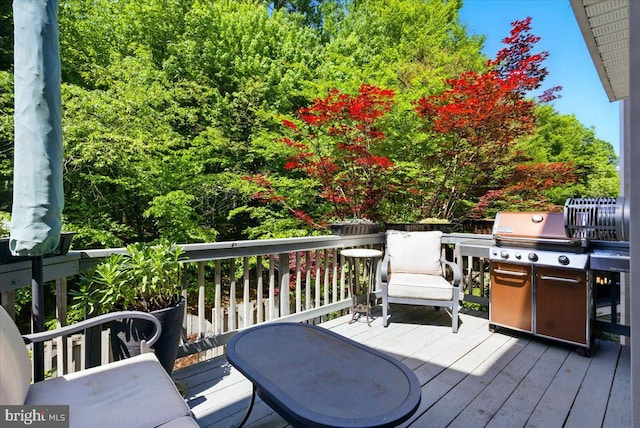 deck featuring area for grilling