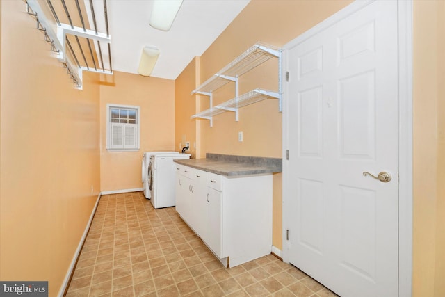 430 Timbermill Run, Emmitsburg, MD 21727 - laundry area with baseboards, separate washer and dryer, cabinet space, and light floors
