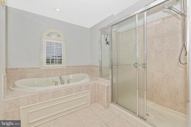 430 Timbermill Run, Emmitsburg, MD 21727 - full bathroom featuring tile patterned floors, a shower stall, a bath, and recessed lighting