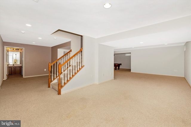 430 Timbermill Run, Emmitsburg, MD 21727 - unfurnished living room with stairway, recessed lighting, carpet flooring, and baseboards