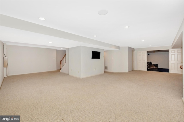 430 Timbermill Run, Emmitsburg, MD 21727 - finished basement featuring light colored carpet, stairway, and recessed lighting