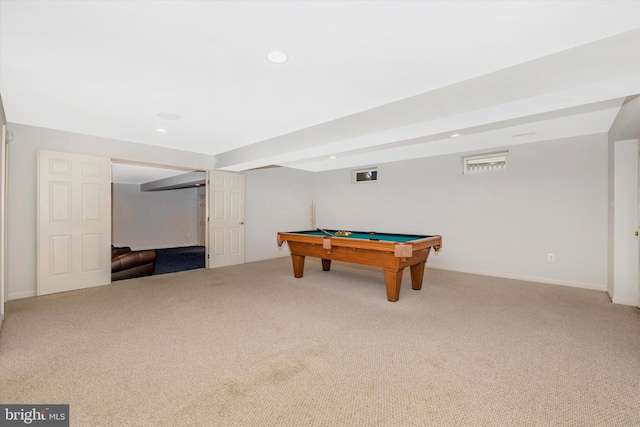 430 Timbermill Run, Emmitsburg, MD 21727 - rec room with billiards table, carpet flooring, recessed lighting, and baseboards