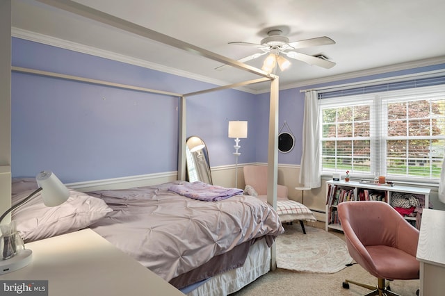 2609 Turf Valley Rd, Ellicott City, MD 21042 - bedroom with crown molding, ceiling fan, and a baseboard radiator