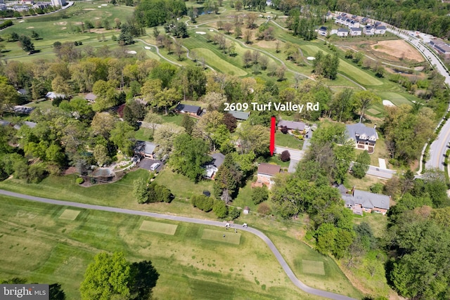 2609 Turf Valley Rd, Ellicott City, MD 21042 - aerial view featuring view of golf course and a residential view
