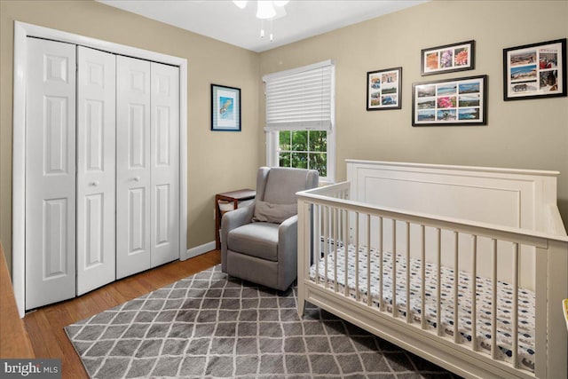 13 Morningside Dr, Pennington, NJ 08534 - bedroom featuring a closet, wood finished floors, and a nursery area