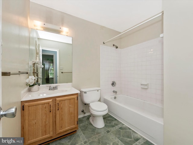 7250 Single Wheel Path, Columbia, MD 21046 - full bath featuring toilet, vanity, shower / bathtub combination, tile patterned floors, and baseboards