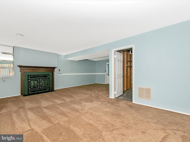 7250 Single Wheel Path, Columbia, MD 21046 - unfurnished living room featuring carpet floors, a fireplace with flush hearth, and baseboards