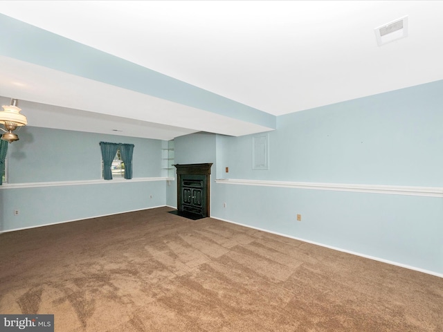 7250 Single Wheel Path, Columbia, MD 21046 - unfurnished living room featuring carpet floors and a fireplace with flush hearth