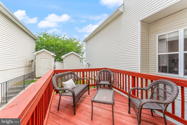 17435 Lethridge Cir, Round Hill, VA 20141 - deck featuring a storage shed and an outdoor structure