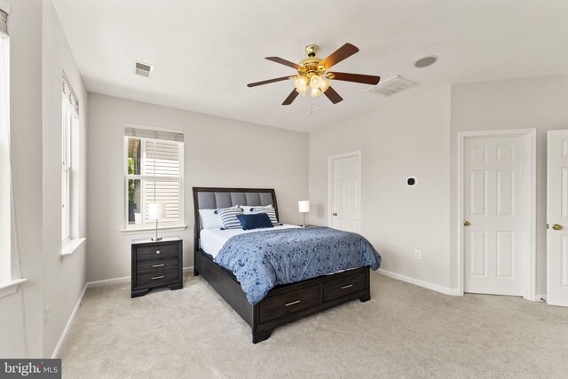17435 Lethridge Cir, Round Hill, VA 20141 - bedroom featuring light carpet, baseboards, and ceiling fan