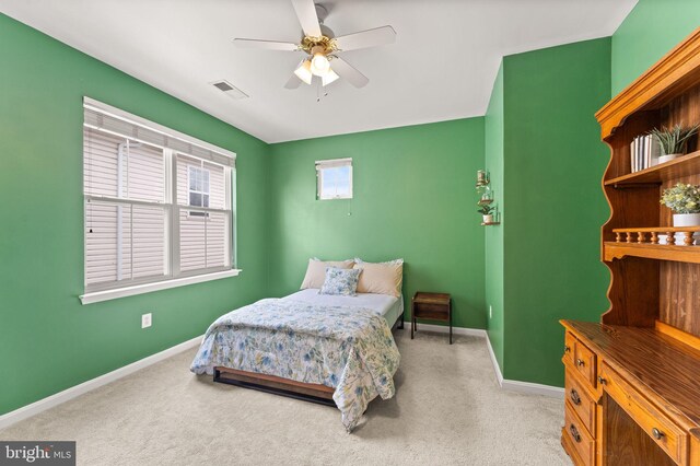 17435 Lethridge Cir, Round Hill, VA 20141 - bedroom featuring baseboards, ceiling fan, and light colored carpet