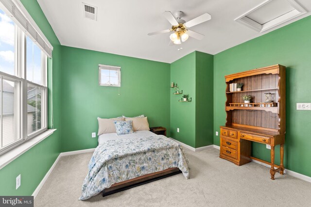 17435 Lethridge Cir, Round Hill, VA 20141 - bedroom featuring attic access, carpet flooring, baseboards, and ceiling fan