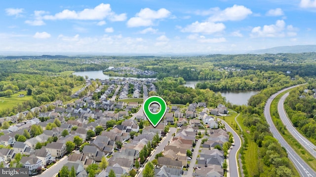 17435 Lethridge Cir, Round Hill, VA 20141 - aerial perspective of suburban area with a large body of water and a heavily wooded area