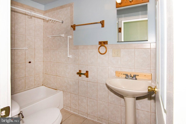 330 E Broadway, Salem, NJ 08079 - bathroom with tile walls, tile patterned floors, shower / bathing tub combination, and toilet
