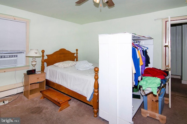 330 E Broadway, Salem, NJ 08079 - bedroom with cooling unit, ceiling fan, carpet, and a baseboard radiator
