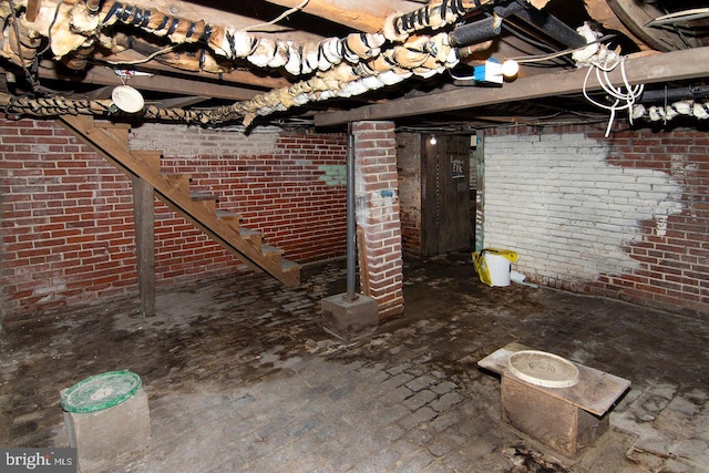 330 E Broadway, Salem, NJ 08079 - unfinished basement with brick wall