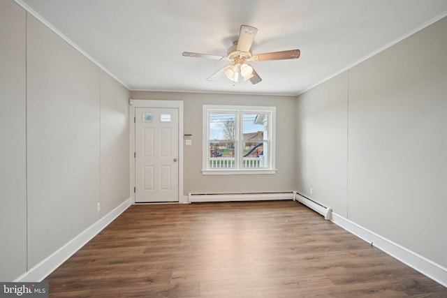 673 Harrisonville Rd, Swedesboro, NJ 08085 - entryway featuring wood finished floors, crown molding, baseboards, and a ceiling fan