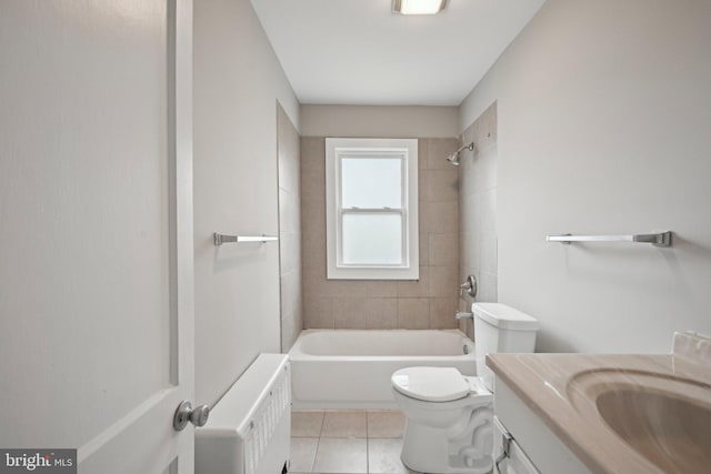 673 Harrisonville Rd, Swedesboro, NJ 08085 - full bathroom featuring vanity, bathtub / shower combination, radiator, toilet, and tile patterned flooring