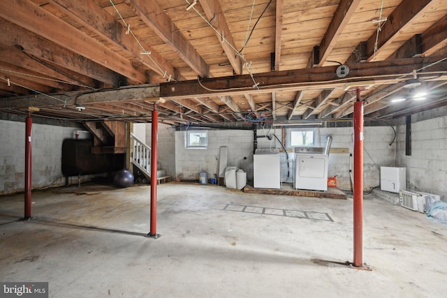 673 Harrisonville Rd, Swedesboro, NJ 08085 - below grade area with heating fuel, independent washer and dryer, and stairs