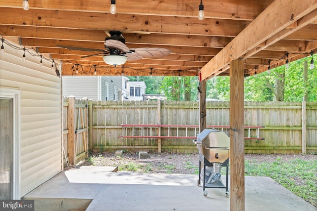 1276 Courtney Ln, Belcamp, MD 21017 - view of patio / terrace featuring fence, area for grilling, and a ceiling fan