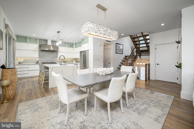 1181 Jennifer Ln, Manahawkin, NJ 08050 - dining space with stairway, recessed lighting, wood finished floors, and visible vents