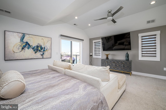 1181 Jennifer Ln, Manahawkin, NJ 08050 - bedroom featuring access to outside, visible vents, and lofted ceiling