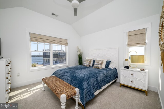 1181 Jennifer Ln, Manahawkin, NJ 08050 - bedroom with visible vents, carpet flooring, lofted ceiling, and multiple windows