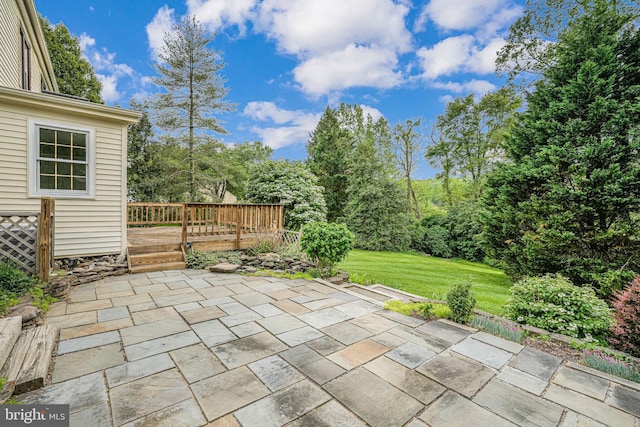 view of patio featuring a wooden deck