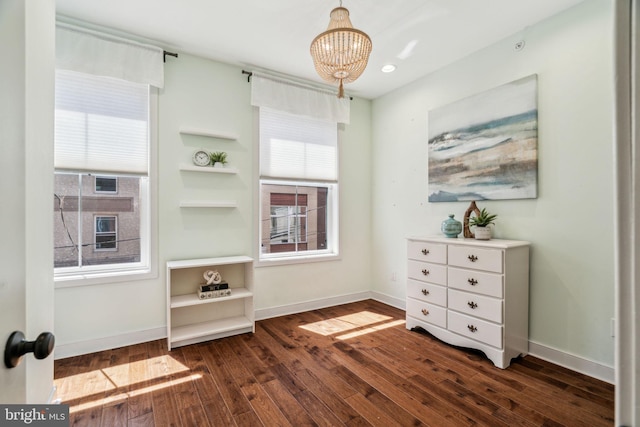1029 Earl St, Philadelphia, PA 19125 - interior space with dark wood finished floors, a chandelier, and recessed lighting