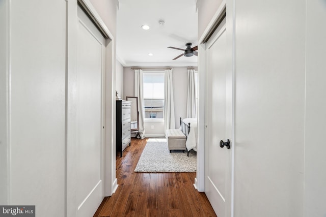 1029 Earl St, Philadelphia, PA 19125 - hall featuring dark wood finished floors and recessed lighting