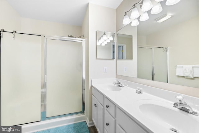 full bathroom with a sink and a shower stall