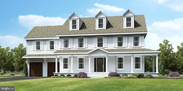 38 Birchall Dr, Haddonfield, NJ 08033 - view of front of house with a porch, a garage, a front lawn, and asphalt driveway
