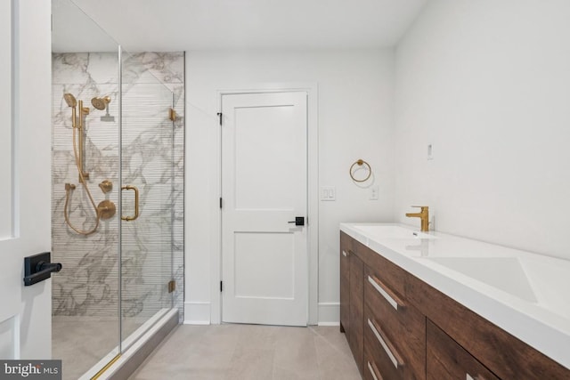 38 Birchall Dr, Haddonfield, NJ 08033 - full bath featuring a stall shower, tile patterned flooring, and double vanity