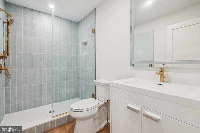 38 Birchall Dr, Haddonfield, NJ 08033 - full bathroom featuring a tile shower, vanity, and wood finished floors