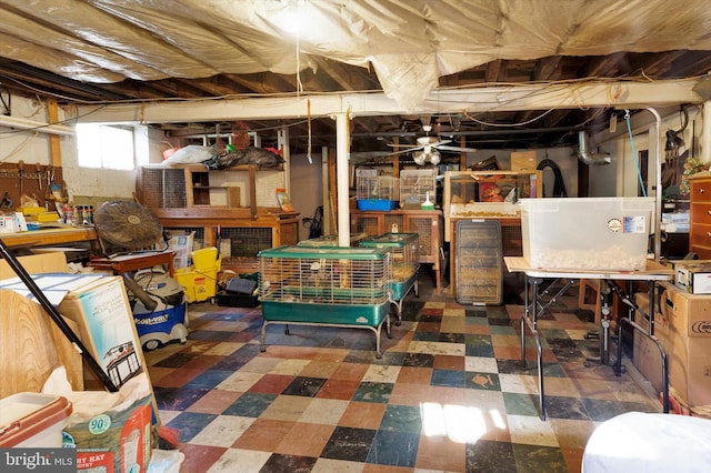 basement featuring tile patterned floors