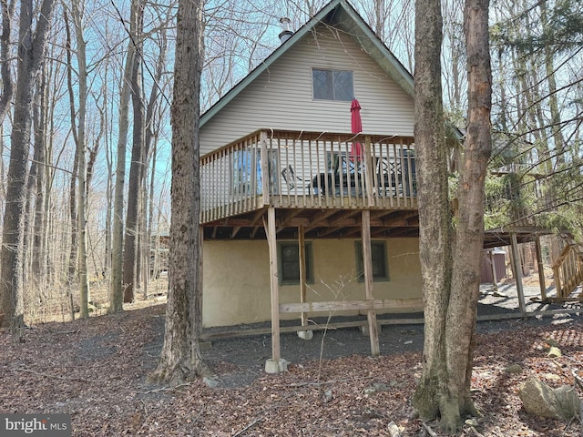 437 Orono Dr, Pocono Lake, PA 18347 - rear view of house featuring a deck